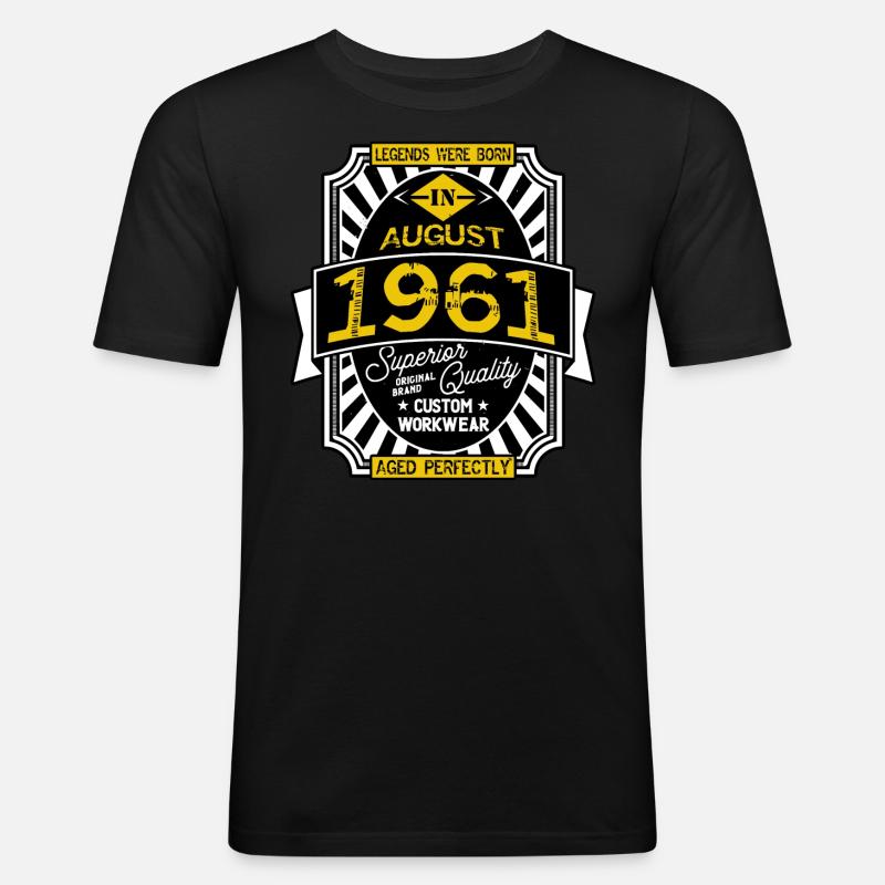 1961 AUGUST - Männer Slim Fit T-Shirt - Schwarz