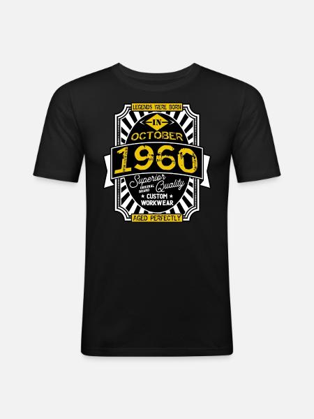 1960 OCTOBER - T-shirt près du corps Homme - noir