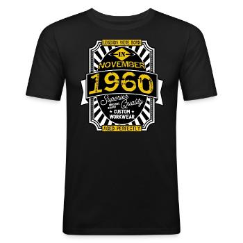 1960 NOVEMBER - Men's Slim Fit T-Shirt - black - Front - Nik (191cm)