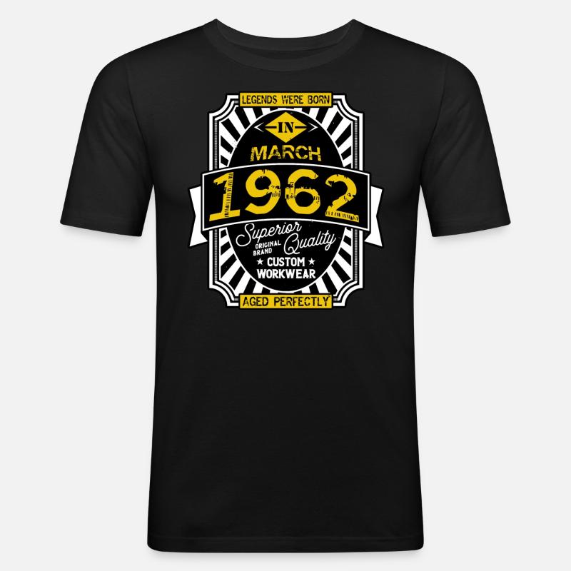 1962 MÄRZ - Männer Slim Fit T-Shirt - Schwarz