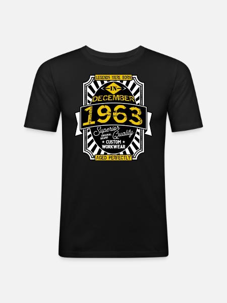 1963 DECEMBER - Men's Slim Fit T-Shirt - black