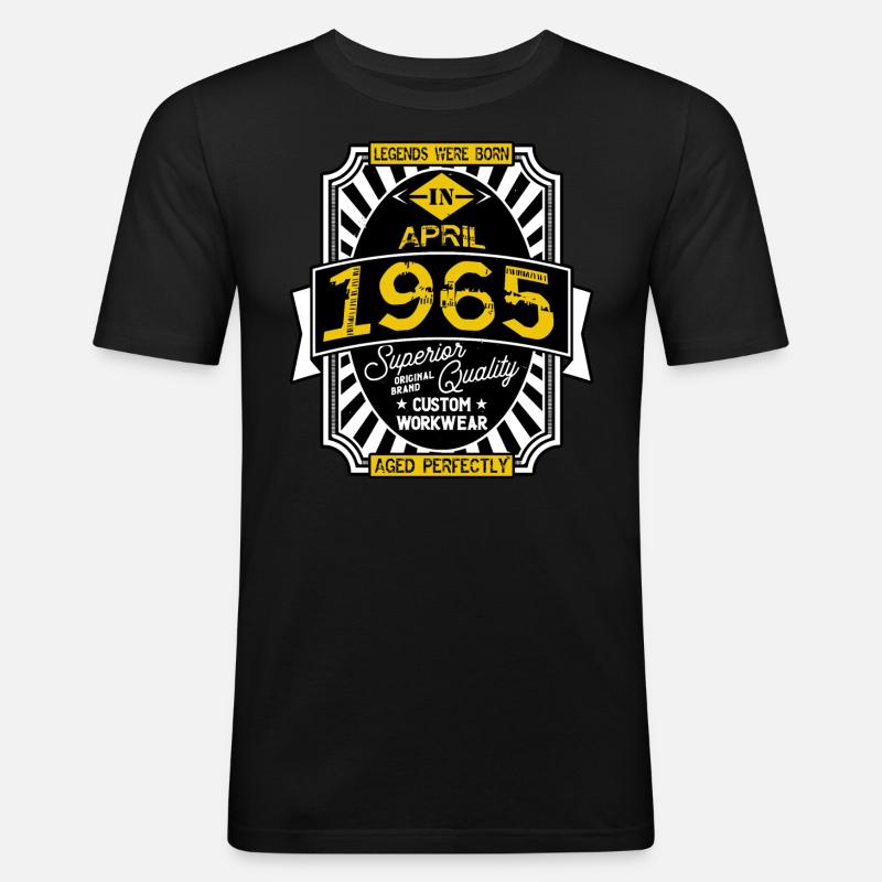1965 APRIL - Männer Slim Fit T-Shirt - Schwarz