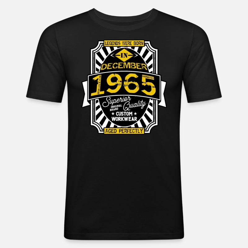 DEZEMBER 1965 - Männer Slim Fit T-Shirt - Schwarz