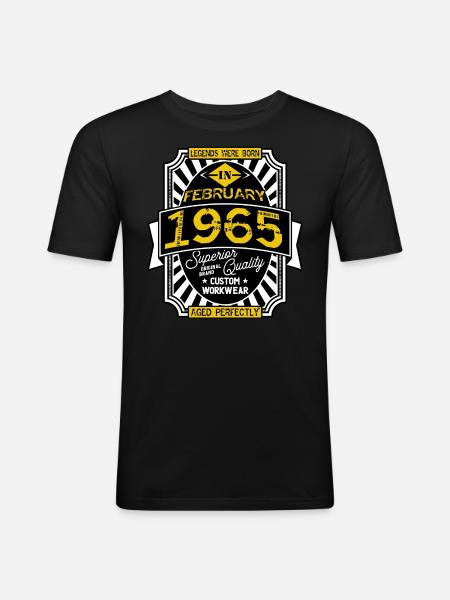 1965 FEBRUARY - T-shirt près du corps Homme - noir