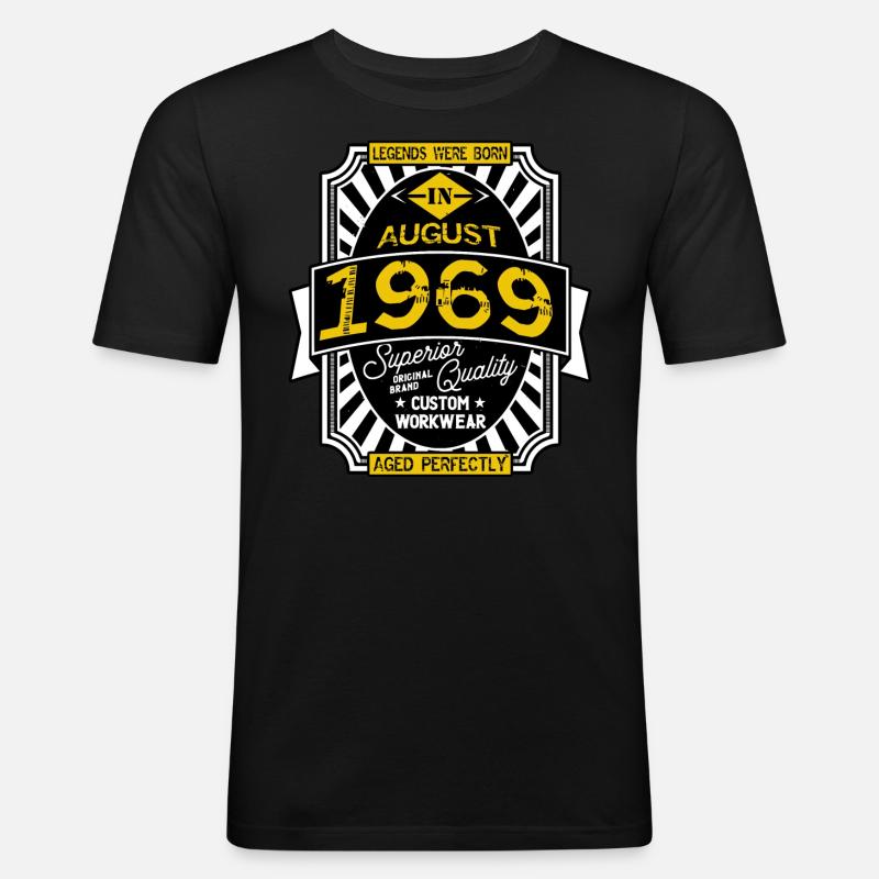 AUGUST 1969 - Männer Slim Fit T-Shirt - Schwarz