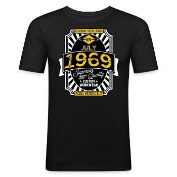 1969 JULY - Men's Slim Fit T-Shirt - black - Front - Nik (191cm)