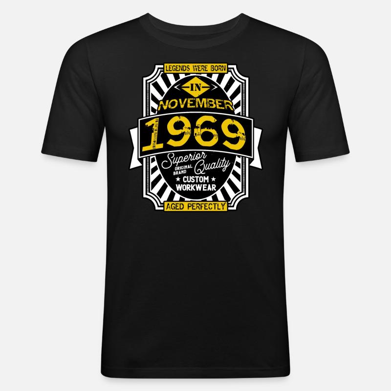 NOVEMBER 1969 - Männer Slim Fit T-Shirt - Schwarz