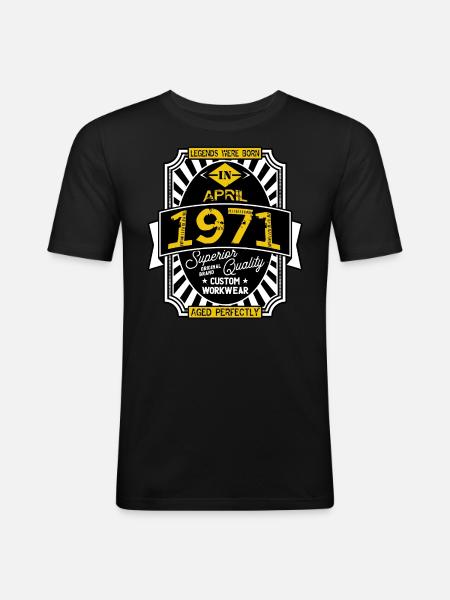 1971 APRIL - Männer Slim Fit T-Shirt - Schwarz