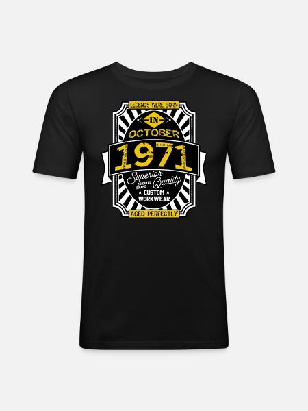 1971 OCTOBER - T-shirt près du corps Homme - noir