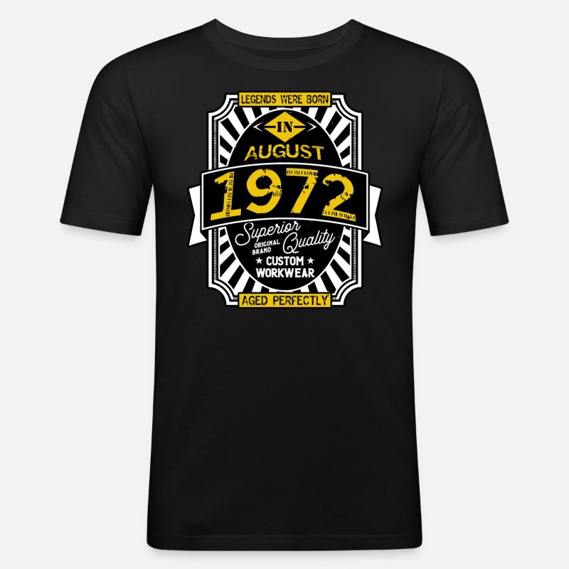 AUGUST 1972 - Männer Slim Fit T-Shirt - Schwarz