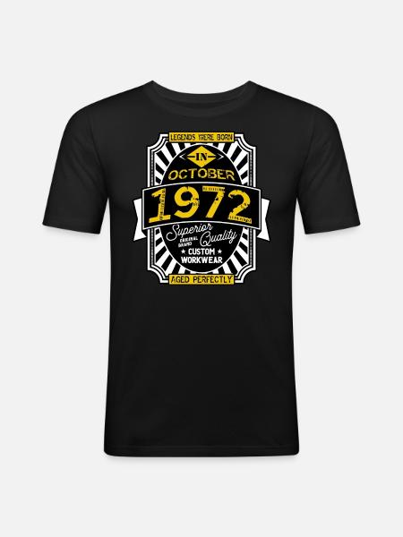 1972 OCTOBER - Men's Slim Fit T-Shirt - black