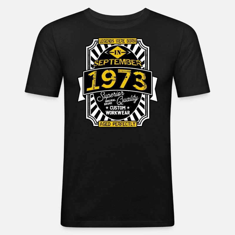 SEPTEMBER 1973 - Männer Slim Fit T-Shirt - Schwarz