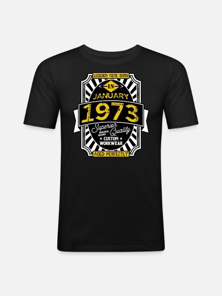 JANUAR 1973 - Männer Slim Fit T-Shirt - Schwarz