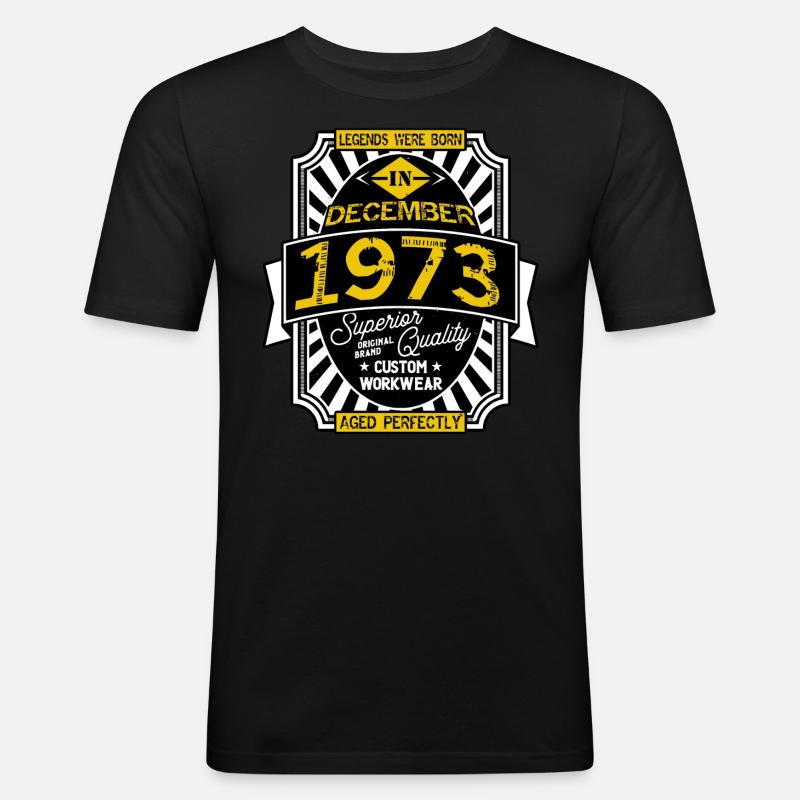 1973 DEZEMBER - Männer Slim Fit T-Shirt - Schwarz