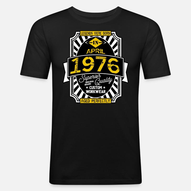 1976 APRIL - Männer Slim Fit T-Shirt - Schwarz