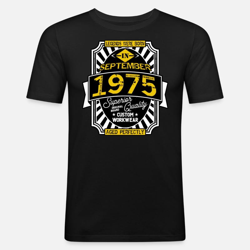 SEPTEMBER 1975 - Männer Slim Fit T-Shirt - Schwarz