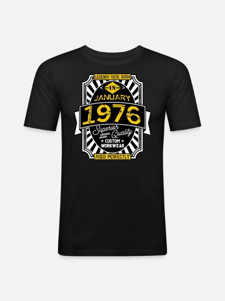 1976 JANUARY - T-shirt près du corps Homme - noir