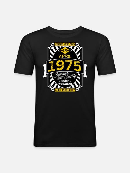 1975 APRIL - Männer Slim Fit T-Shirt - Schwarz
