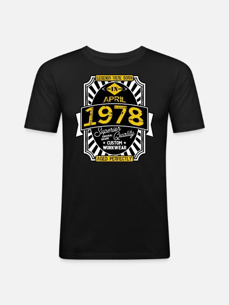 1978 APRIL - Männer Slim Fit T-Shirt - Schwarz