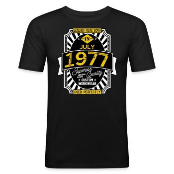 1977 JULY - Men's Slim Fit T-Shirt - black - Front - Nik (191cm)