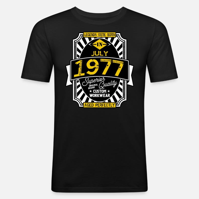 1977 JULI - Männer Slim Fit T-Shirt - Schwarz