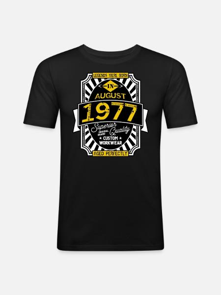 1977 AUGUST - T-shirt près du corps Homme - noir