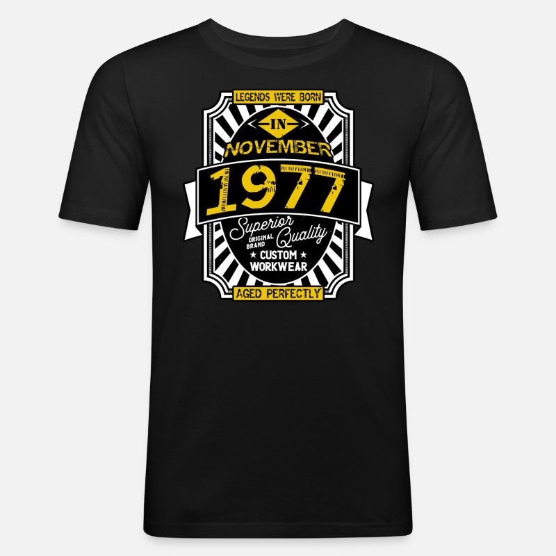 NOVEMBER 1977 - Männer Slim Fit T-Shirt - Schwarz