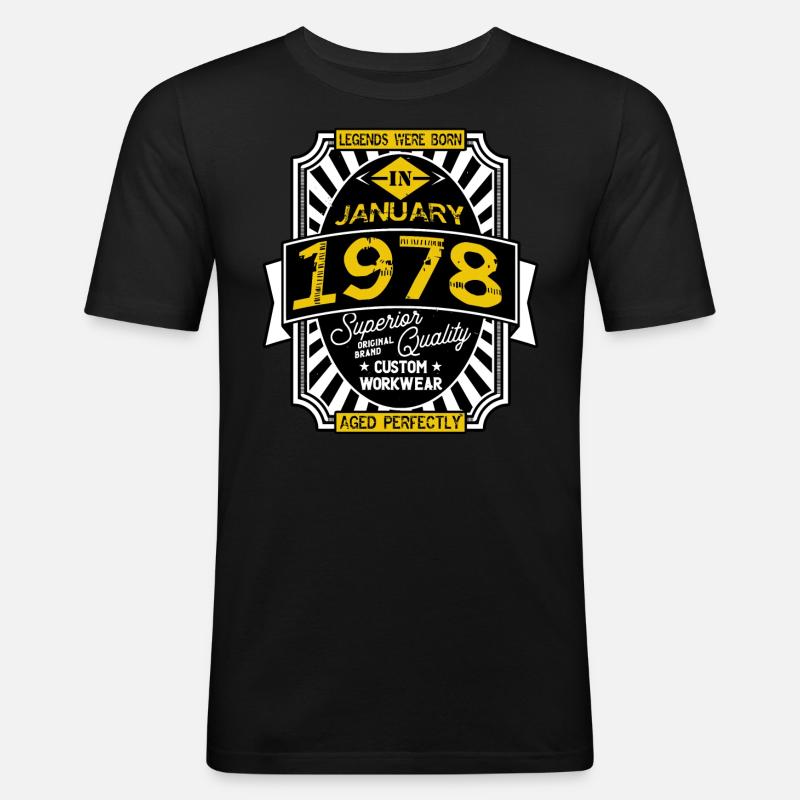 1978 FEBRUAR - Männer Slim Fit T-Shirt - Schwarz