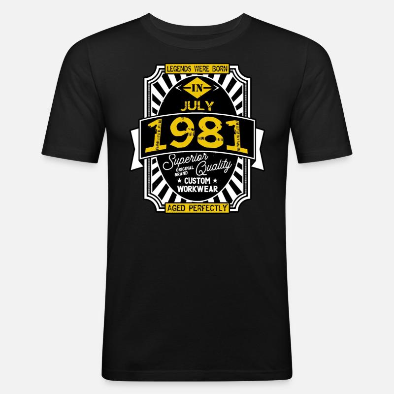 1981 JULI - Männer Slim Fit T-Shirt - Schwarz