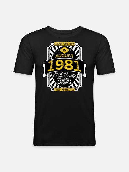 AUGUST 1981 - Männer Slim Fit T-Shirt - Schwarz
