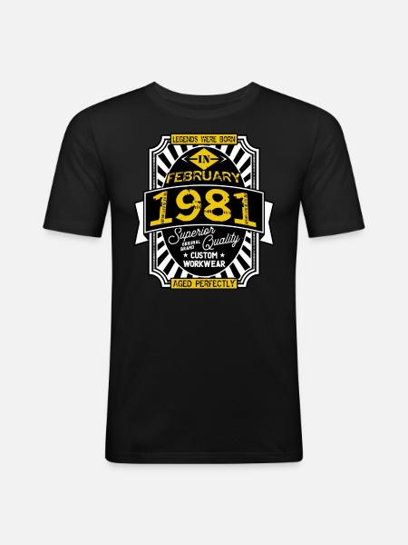 1981 FEBRUARY - Men's Slim Fit T-Shirt - black