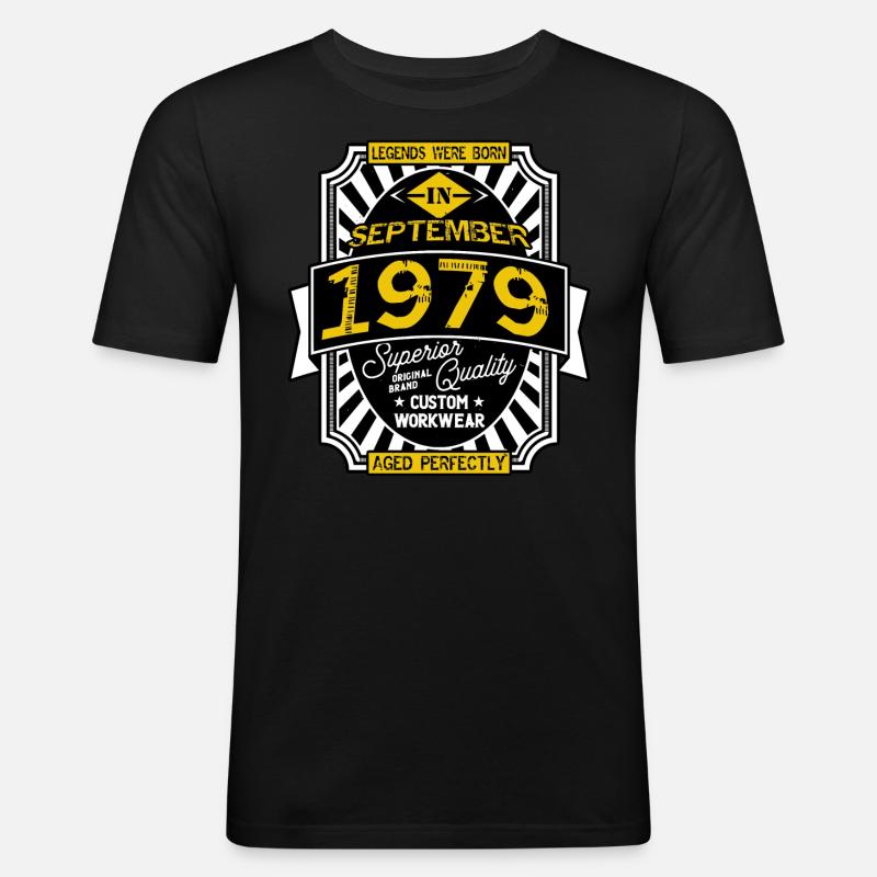 SEPTEMBER 1979 - Männer Slim Fit T-Shirt - Schwarz