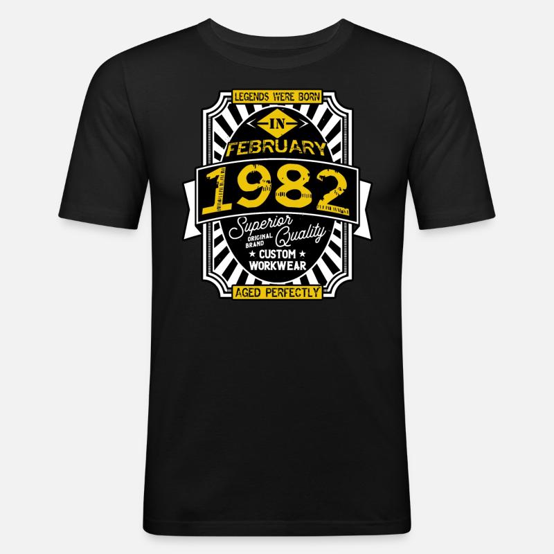 1982 FEBRUAR - Männer Slim Fit T-Shirt - Schwarz