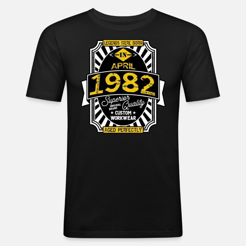 April 1982 - Männer Slim Fit T-Shirt - Schwarz
