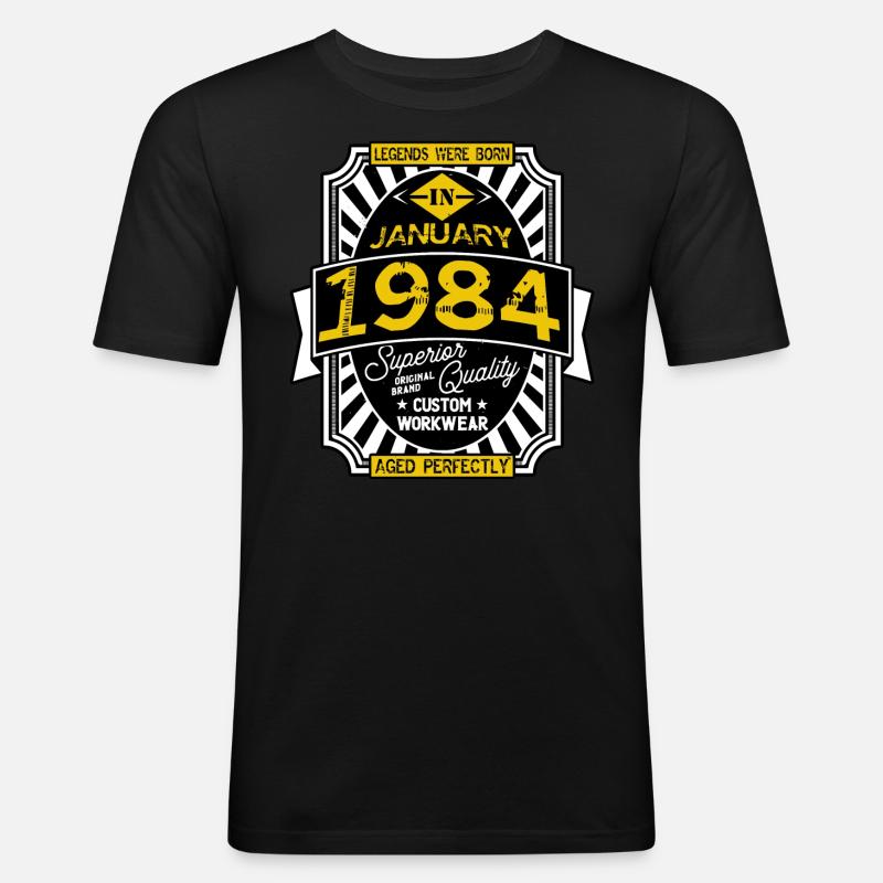 JANUAR 1984 - Männer Slim Fit T-Shirt - Schwarz