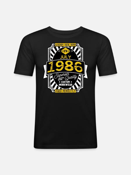 1986 JULI - Männer Slim Fit T-Shirt - Schwarz