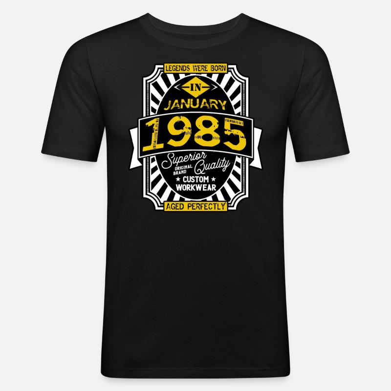 JANUAR 1985 - Männer Slim Fit T-Shirt - Schwarz
