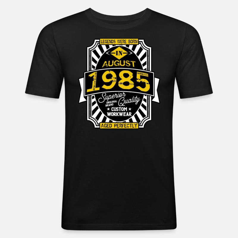 AUGUST 1985 - Männer Slim Fit T-Shirt - Schwarz