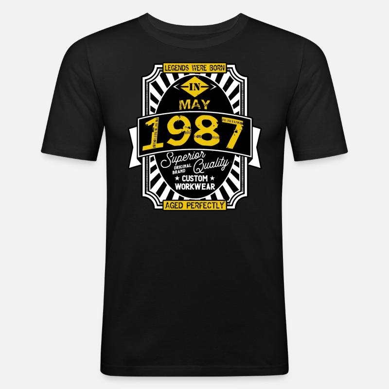 MAI 1987 - Männer Slim Fit T-Shirt - Schwarz