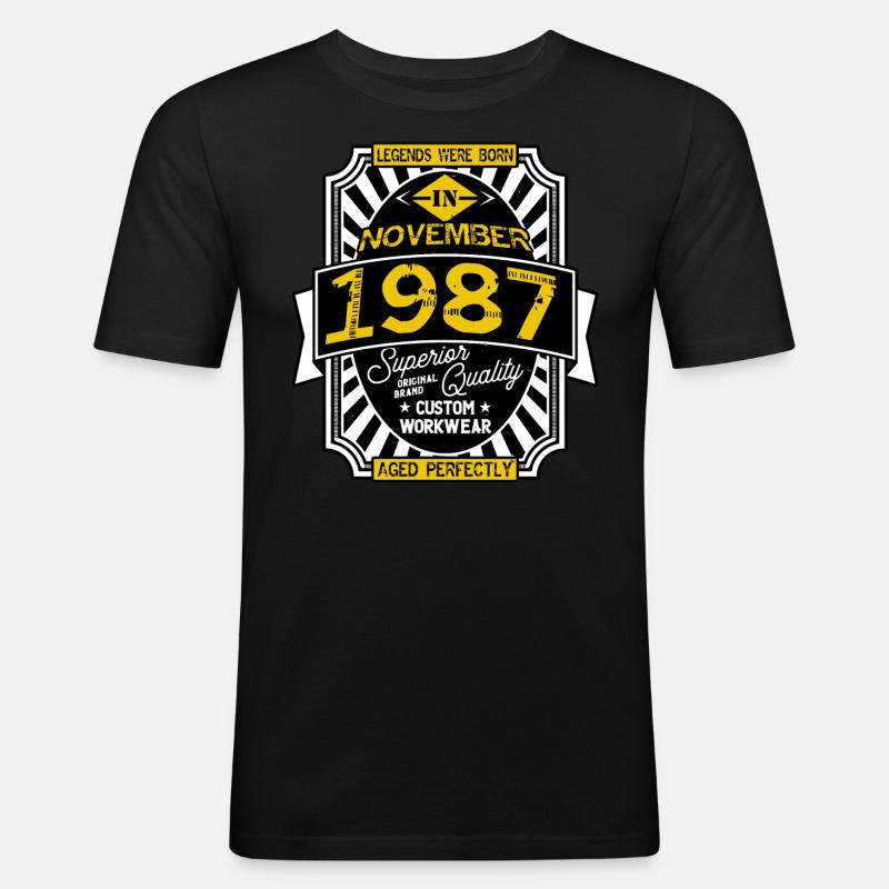 NOVEMBER 1987 - Männer Slim Fit T-Shirt - Schwarz
