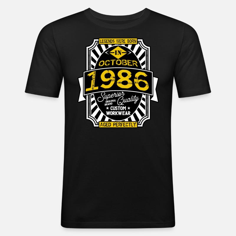 1986 OKTOBER - Männer Slim Fit T-Shirt - Schwarz