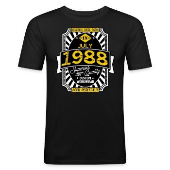 1988 JULY - Men's Slim Fit T-Shirt - black - Front - Nik (191cm)