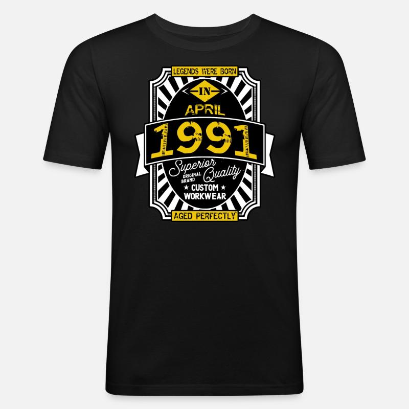 1991 APRIL - Männer Slim Fit T-Shirt - Schwarz