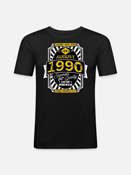 1990 AUGUST - Men's Slim Fit T-Shirt - black