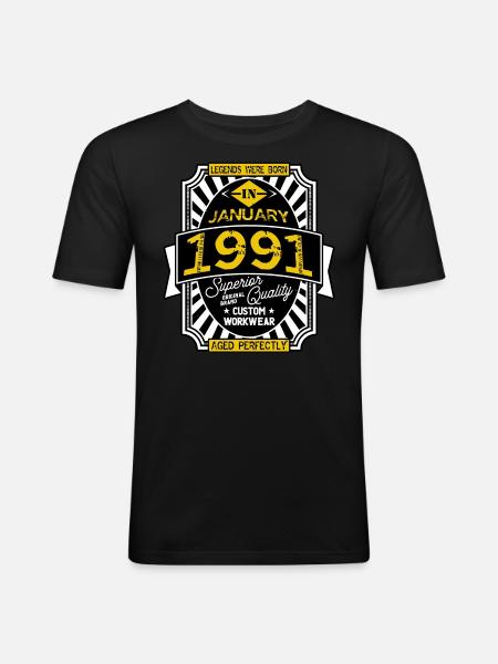 1991 JANUARY - Men's Slim Fit T-Shirt - black