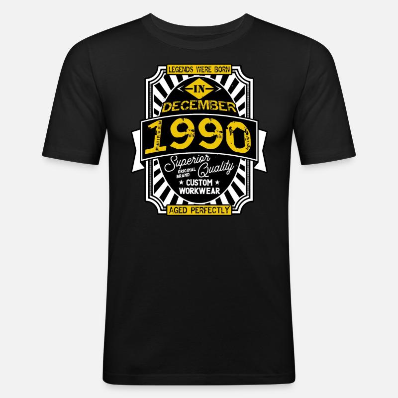 1990 DEZEMBER - Männer Slim Fit T-Shirt - Schwarz