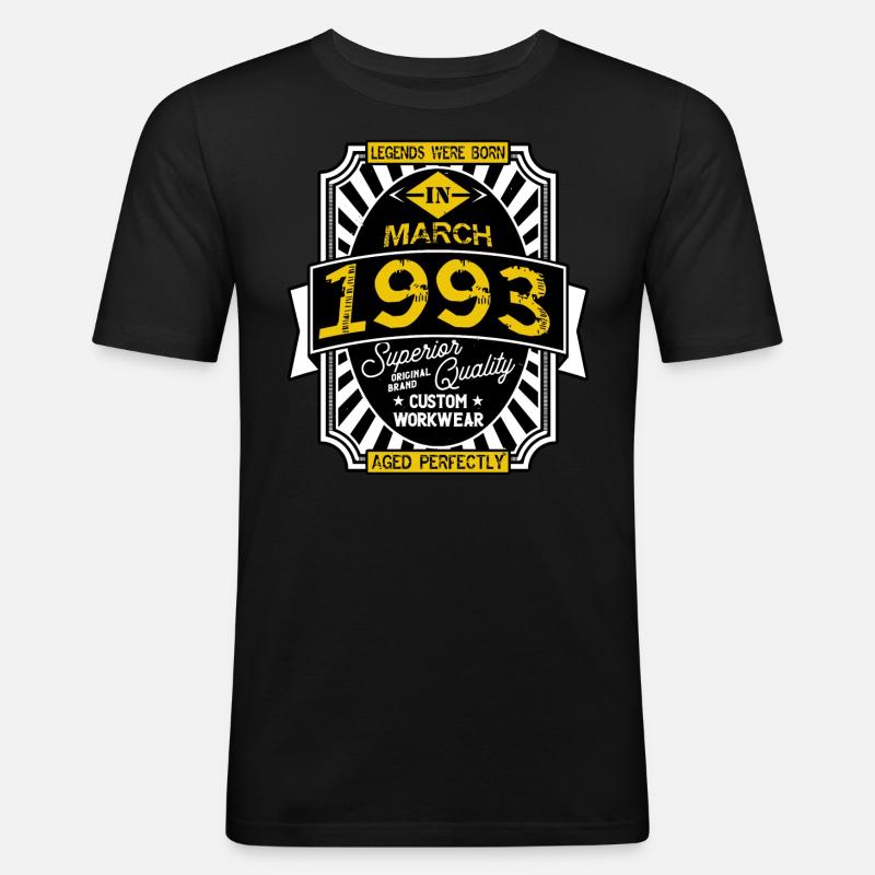 1993 MÄRZ - Männer Slim Fit T-Shirt - Schwarz