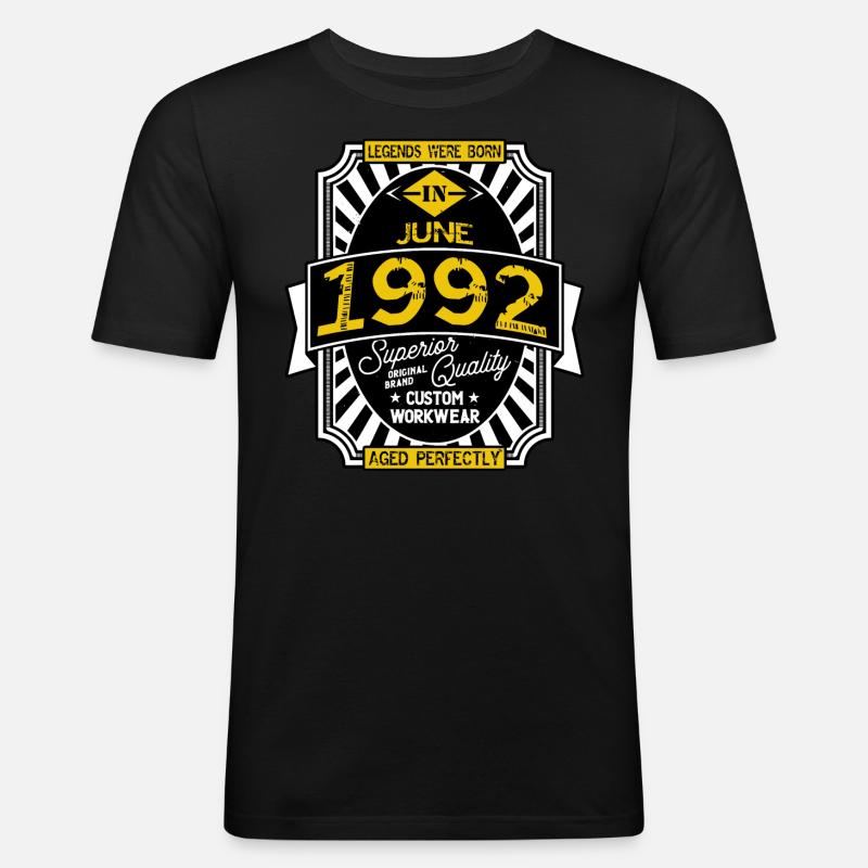 JUNI 1992 - Männer Slim Fit T-Shirt - Schwarz