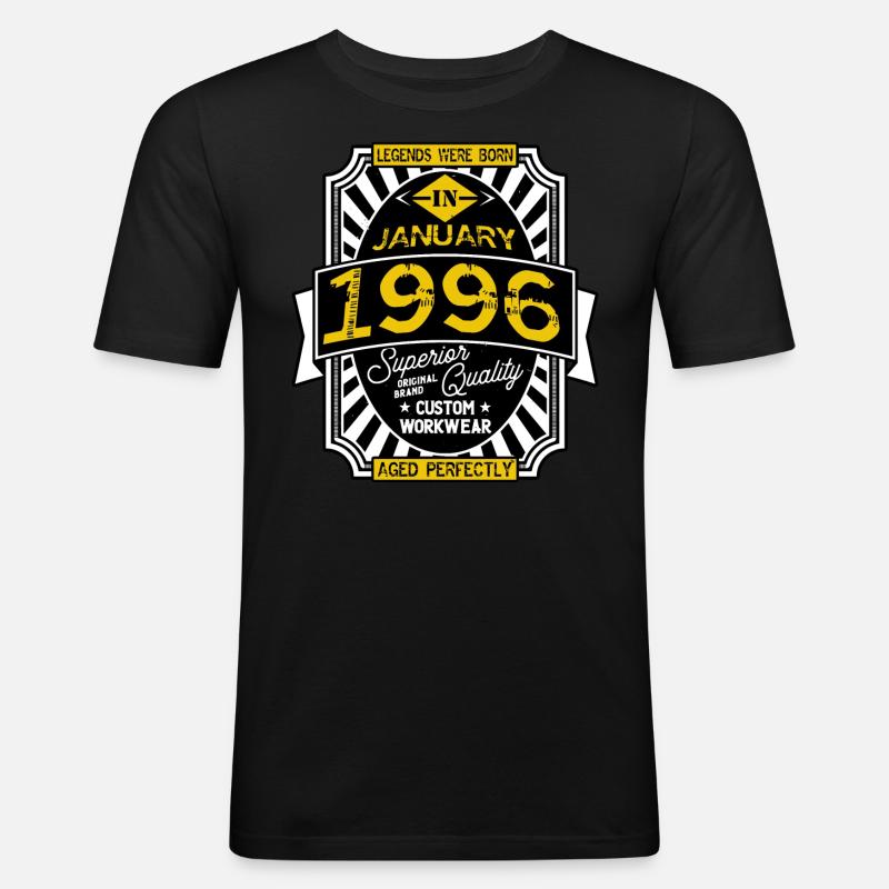 1996 JANUAR - Männer Slim Fit T-Shirt - Schwarz