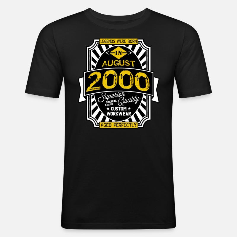 AUGUST 2000 - Männer Slim Fit T-Shirt - Schwarz